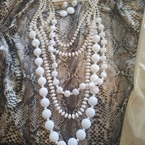 Elegant White Beaded Necklace Set